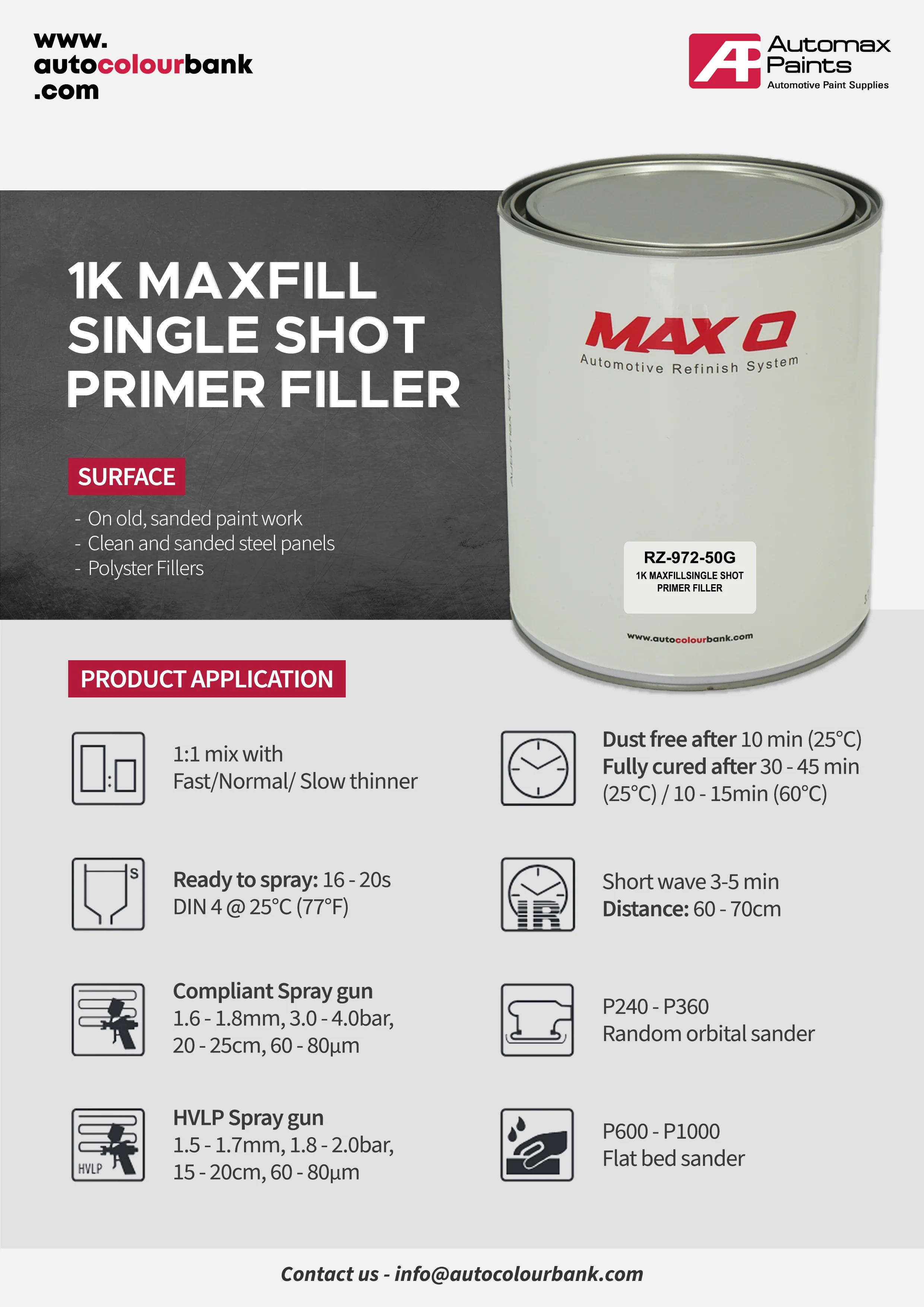 Noroo 1K MAXFILL PRIMER FILLER KIT (GREY) 7.75L - Image 2